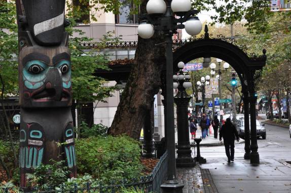 Pionner Square, centro de Seattle, no estado de Washington, nos Estados Unidos